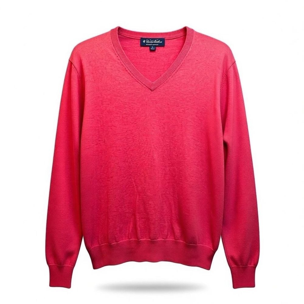 Brooks Brothers Supima Cotton V-Neck Pullover Sweater Red Men’s Small Classic